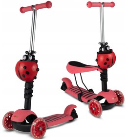 Detská trojkolesová balančná kolobežka s LED kolieskami - lienka