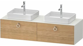 DURAVIT White Tulip závesná skrinka pod dve umývadlá na dosku, 2 zásuvky, 1600 x 550 x 408 mm, dub prírodný masív/biela matná, WT4891BH5360000