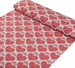 Biante Dekoračný obdĺžnikový obrus PML-094 Červené srdcia na bielom 140x220 cm