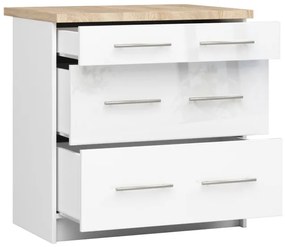 Spodná kuchynská skrinka s doskou OLIWIA S80 3SZ biela, lesk