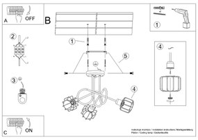 Stropné svietidlo Beluci, 3x čierne drôtené tienidlo