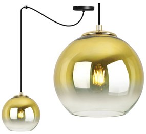 Závesné svietidlo Bergen Gold Spider, 1x zlaté/transparentné sklenené tienidlo (fi 20cm)