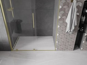 Mexen Velar, posuvné dvere do otvoru 150x200 cm, 8mm číre sklo, zlatá matná, 871-150-000-01-55
