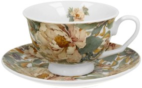 Porcelánová šálka na nohe s podšálkou Royal Peony White 250 ml