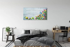 Obraz na akrylátovom skle Eggs tulipány motýľ 125x50 cm