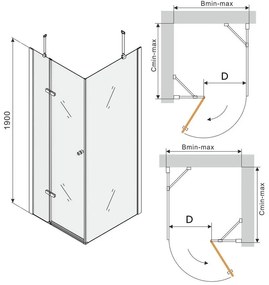 Mexen ROMA sprchovací kút 70x60cm, 6mm sklo, chrómový profil-číre sklo, 854-070-060-01-00