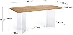 Jedálenský stôl s doskou v dubovom dekore v prírodnej farbe 90x160 cm Lotty – Kave Home