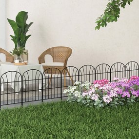 Outsunny Set 8 dekoratívnych záhradných plotov, čierne kovové okraje s ornamentmi - 264 x 61 cm čierne | Aosom