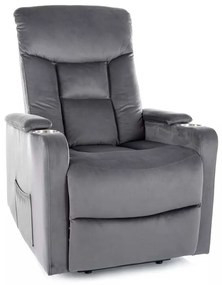 Polohovacie kreslo Berville Velvet, sivá
