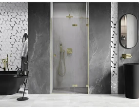 Mexen, Mexen Lunar pravé otočné sprchové dvere 85 cm, transparentné, brúsené zlaté - 834-085-000-55-00-P