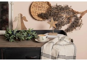Hnedá antik drevená dekorácia hviezda na podstavci - 15*8*21 cm