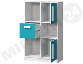 Nábytok Raliv III, Farby: biela + tyrkysový lesk + biela