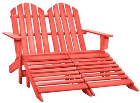 2-miestna záhradná stolička a taburetka Adirondack jedľový masív červená