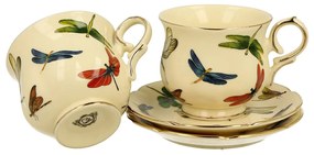 Porcelánová šálka na nohe s podšálkou Dragonfly 150 ml sada 2ks