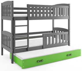 Poschodová posteľ s prístelkou KUBO 3 200x90 grafitová - zelená