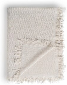 Krémovobiely pléd z recyklovanej bavlny 180x260 cm Spike – Ixia