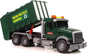 LEAN Toys Auto, smetiarske auto, koše, tmavozelená, zvuky, svetlá