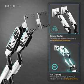 Dvojité rameno na monitory 35 palcov, bielo-čierne X-Arm Dual RGB
