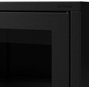 Čierna sklenená vitrína do obývačky z kovu na nožičkách LUIGI Modern 500 x 1800 x 350 mm