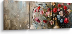 Obraz - Váza kvetov (s hodinami) (90x30 cm)