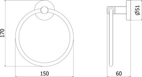 Mexen Remo, prsteňový vešiak na uterák, zlatá matná, 7050732-55