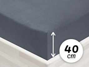 Jersey napínacie prestieradlo na extra vysoký matrac JR-029 Antracitovo sivé 100 x 200 - výška 40 cm