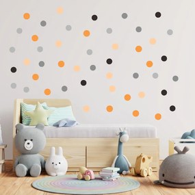 60x40cm Farebné bodky Ø 5,5 cm - textilná nálepka na stenu Farba: Oranžová