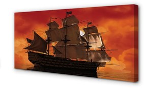 Obraz canvas Loď mora oranžová obloha 100x50 cm