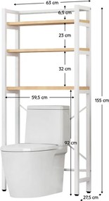 Kondela Regál nad WC, dub natural/biela, BALRAM