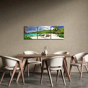 Obraz - Takamaka, Seychely (s hodinami) (90x30 cm)