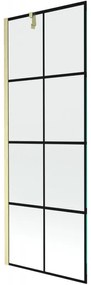 Mexen Next, 1-krídlová vaňová zástena 70 x 150 cm, 6mm číre sklo - čierny vzor, zlatá matná, 895-070-000-00-77-55