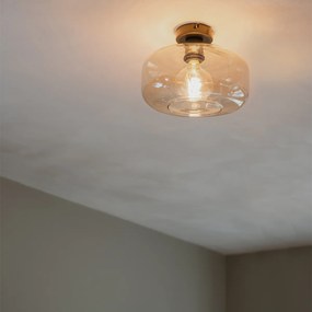 Inteligentné stropné svietidlo čierne s jantárovým sklom vrátane Wifi A60 - Bizle