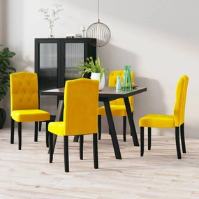 Jedálenské stoličky 4 ks žlté zamatové