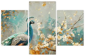 Obraz - Páv so zlatým dekorom (90x60 cm)