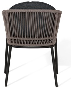 Jedálenské kreslo s okrúhlou opierkou a textilným výpletom