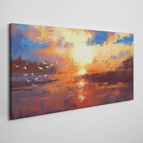 Obraz canvas Jazero Mraky Sunset