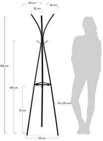 Čierny vešiak Kave Home Stearn, výška 183 cm