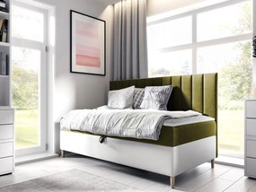 Kontinentálna posteľ Junior Kamire 2, Rozmer postele: 80x200, Dostupné poťahy: ekokoža Soft 017 (biela) + Fresh 12