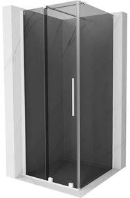 Mexen Velar, sprchový kút s posuvnými dverami 100 x 100 cm, 8mm šedé sklo, biela matná, 871-100-100-41-20