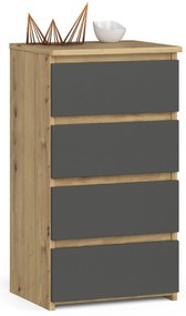 Komoda Cipriano II (dub artisan + sivá). Akcia -16%. Vlastná spoľahlivá doprava až k Vám domov. 1128606