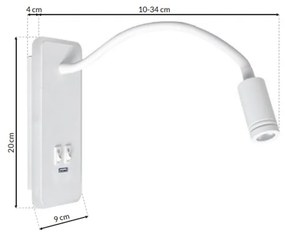 Nástenné LED svietidlo Base, 1x LED 8+2w, 4000k, w, vypínač