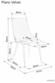 Sametová jídelní židle Piano II šedá