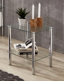 Prístavný stolík Erden, kov/sklo