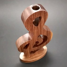 AMADEA Drevená váza v tvare husľového kľúča, masívne drevo, výška 24 cm