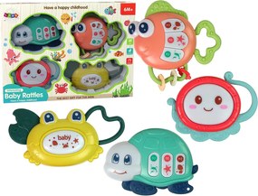 LEAN Toys Detská sada hrkálok 4 kusy Chobotnica Krab Morské zvieratá Hryzátko