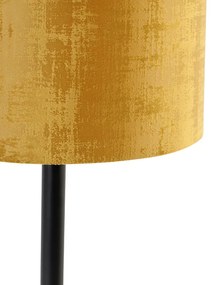 Moderná stolná lampa čierna so zlatým tienidlom 25 cm - Simplo