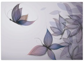 Sklenený obraz - Kreslené motýle (70x50 cm)