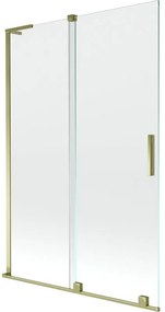 Mexen Velar L, 2-krídlová posuvná vaňová zástena 120 x 150 cm, 8mm číre sklo, zlatý lesklý profil, 896-120-003-01-50