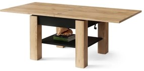 Rozkladací konferenčný/jedálenský stôl so zvíhacou doskou CALEB dub craft/čierna