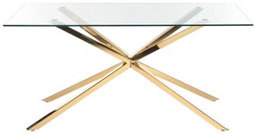 Jedálenský stôl so sklenenou vrchnou doskou 160 x 90 cm zlatý CORA Beliani